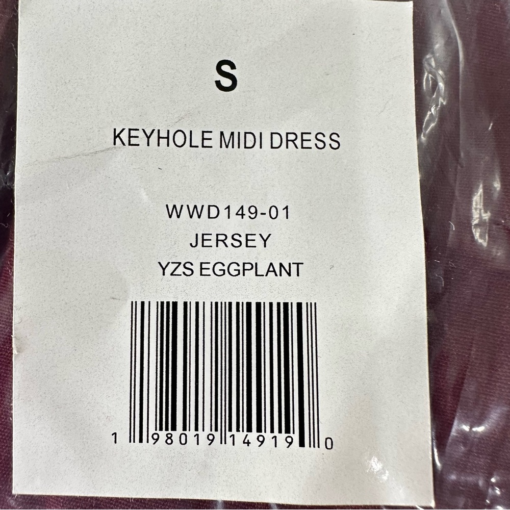 We Wore What Sleeveless Keyhole Midi Dress - eggplant burgundy Jersey size small - Picture 9 of 9